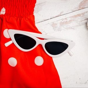 White retro vintage triangle frame kids sunglasses